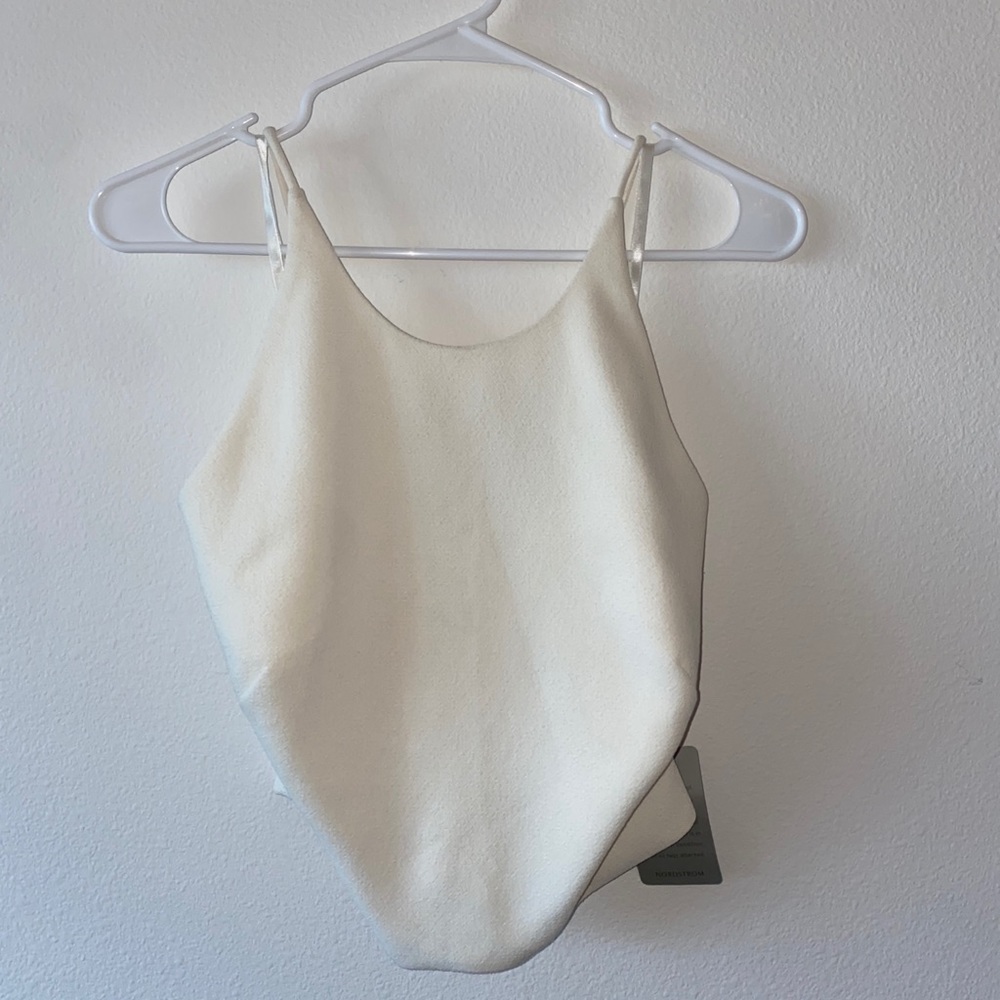 Cream Cross Back Zip Up Blouse